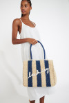 ANSELMO MADIGUI Navy blue striped crochet tote bag - 2