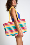 Grand sac cabas en crochet rayé multicolore YUCAIPA TOOCOLOR - 2