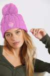 Howson Lemonwood candy pink cable knit beanie with pompon - 1