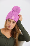 Howson Lemonwood candy pink cable knit beanie with pompon - 4