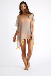 CUMBIA FARFALA Beige Sheer Beach Tunic - 3