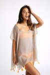 CUMBIA FARFALA Beige Sheer Beach Tunic - 4