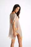CUMBIA FARFALA Beige Sheer Beach Tunic - 2