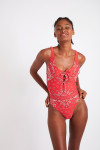 DEDHAM VENTANA red 1-piece swimsuit bandana