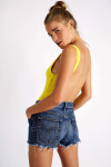 SNAP SUNRIB yellow ribbed onepiece swimsuit