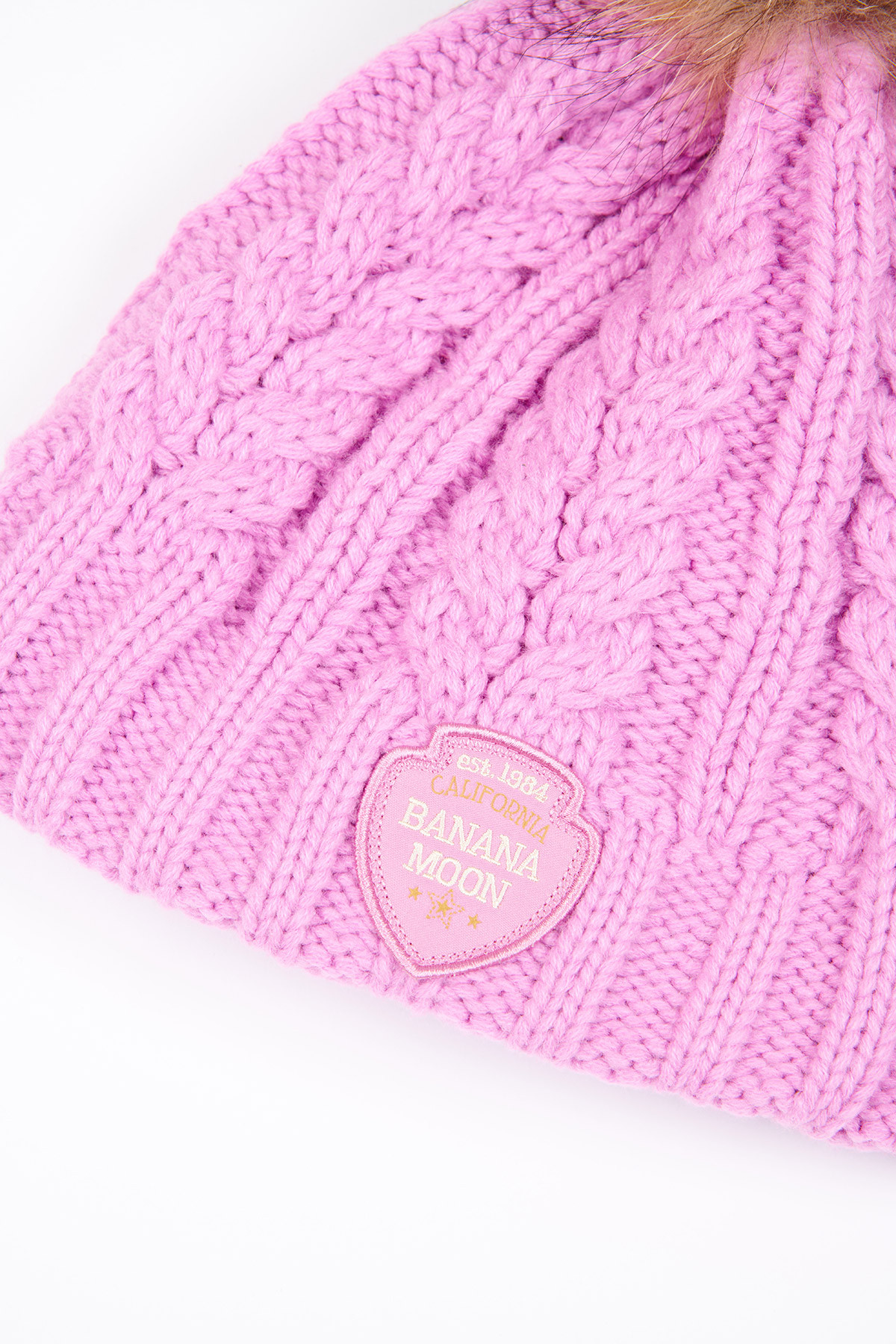 Berretto con pompon in pelliccia rosa Dotto Lemonwood - 1