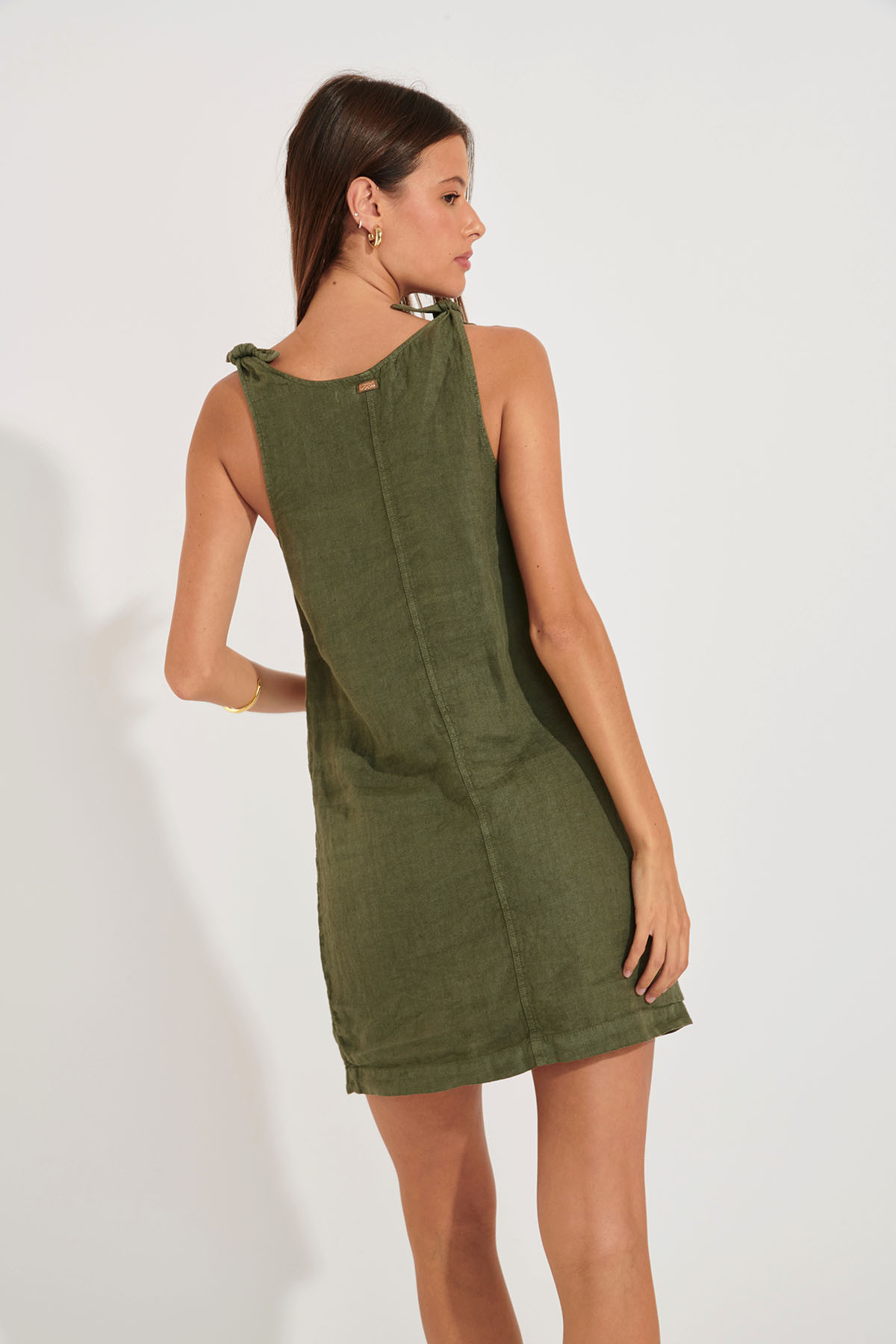 HAWSTON MEDWAY khaki linen dress - 1