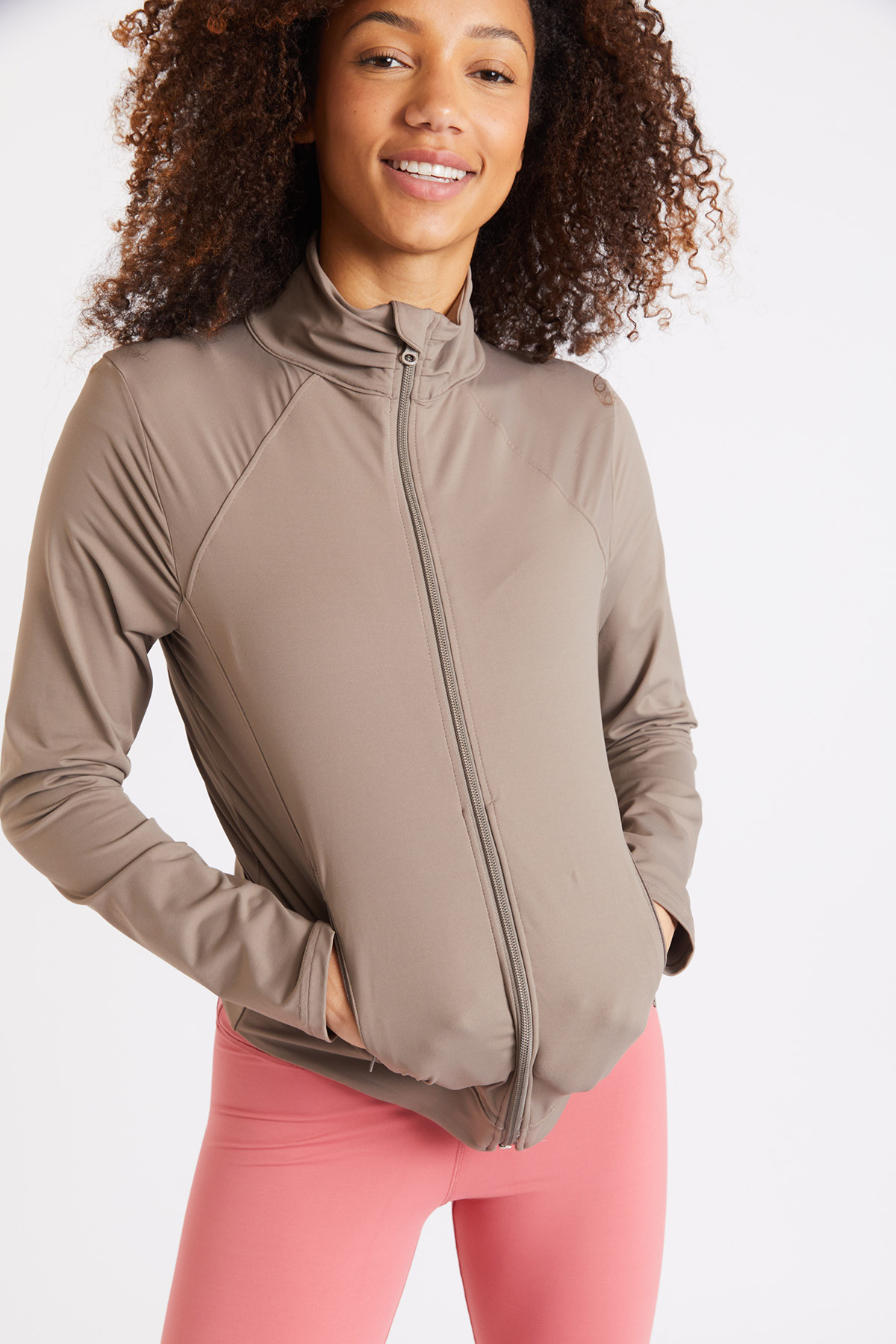 Chaqueta deportiva beige mujer Focus Wellness - 2