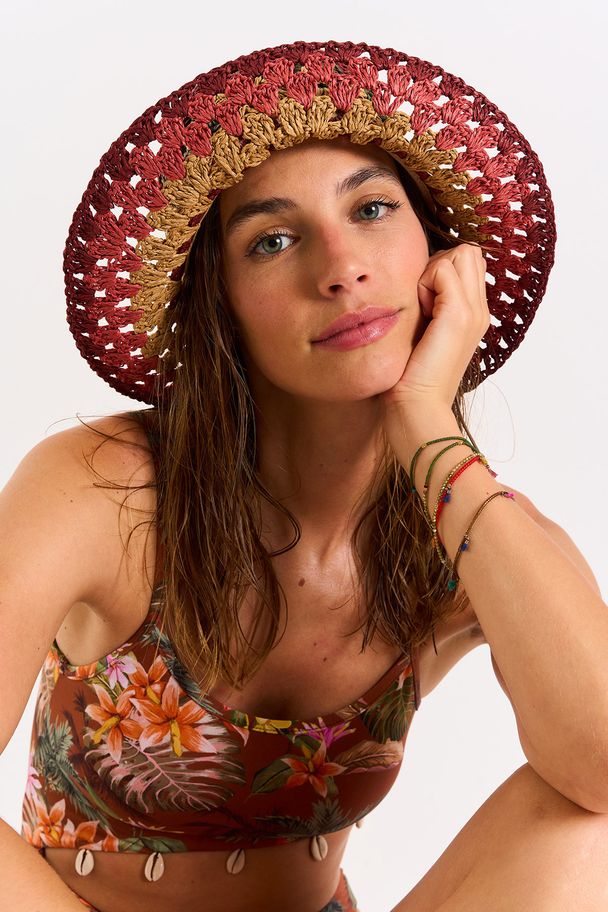 Sombrero bob de ganchillo rosa palo Fernando Loeva - 0