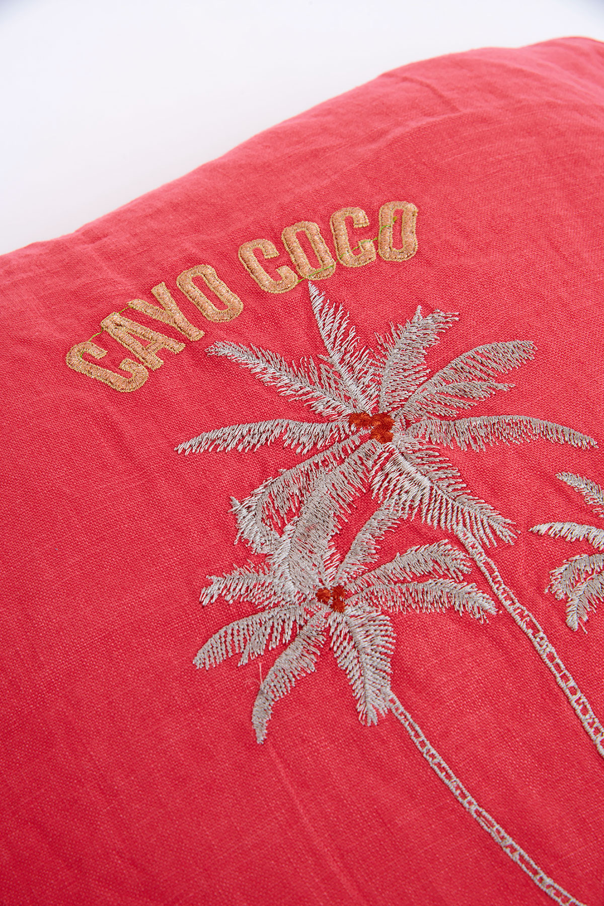 Orama Coco Pink Embroidered Cushion Cover - 2