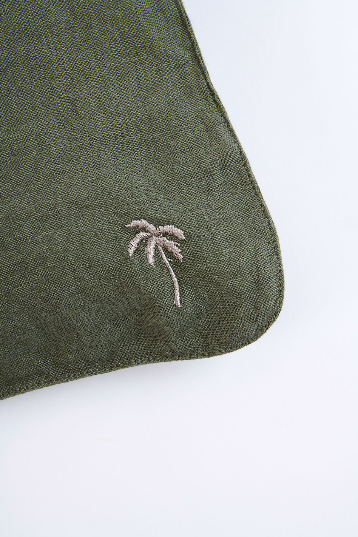 Orama Palm Khaki Linen Cushion Cover - 1