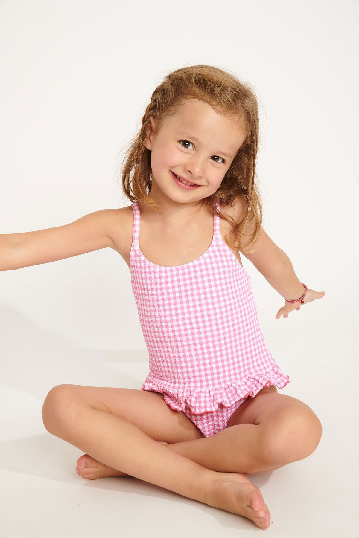 Maillot de bain 1 pièce vichy rose fille M LEAFY RETRO - 9