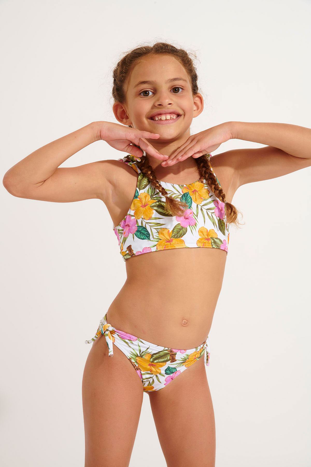 Bañador de 2 piezas con estampado tropical blanco para niña PEANUTS TORTUGA - 3