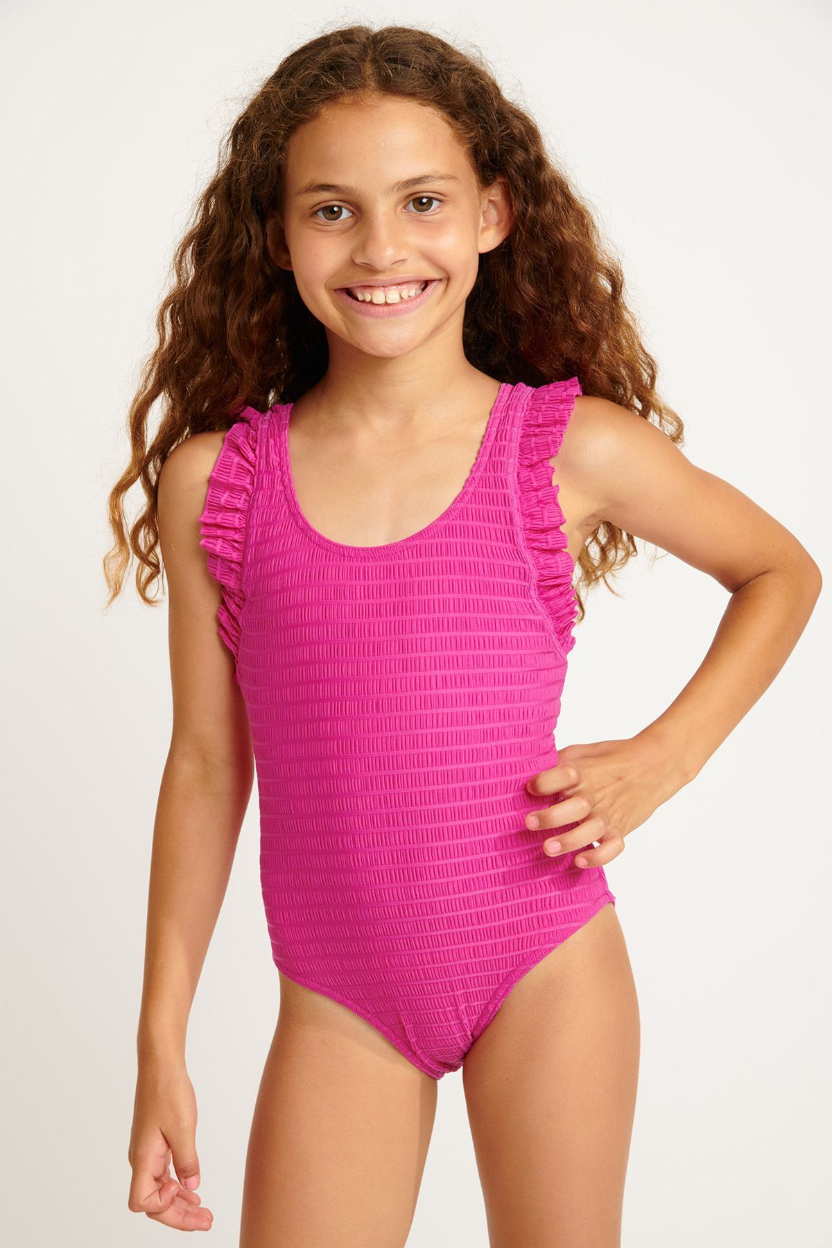 Bañador de 1 pieza rosa fruncido para niña TUNES GROOVE - 2