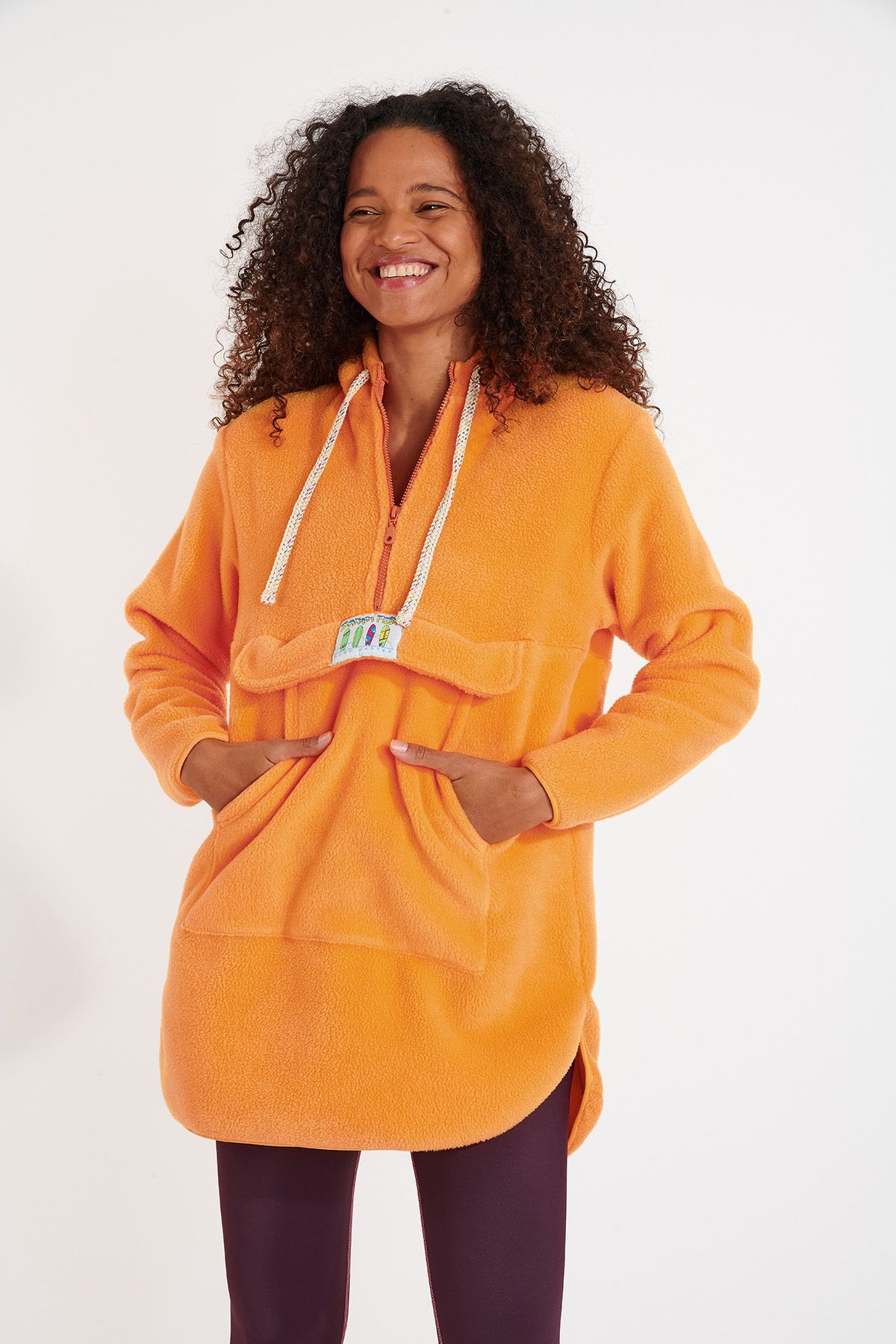 SNOWBOWL ISILA long orange fleece sweatshirt | Banana Moon®