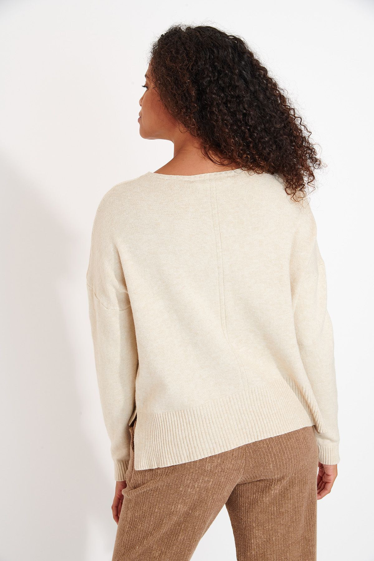 Maglione Sottile Donna Scollo Rotondo A Costine - Rosa Chiaro Taglia S, Morbido E Adherente
