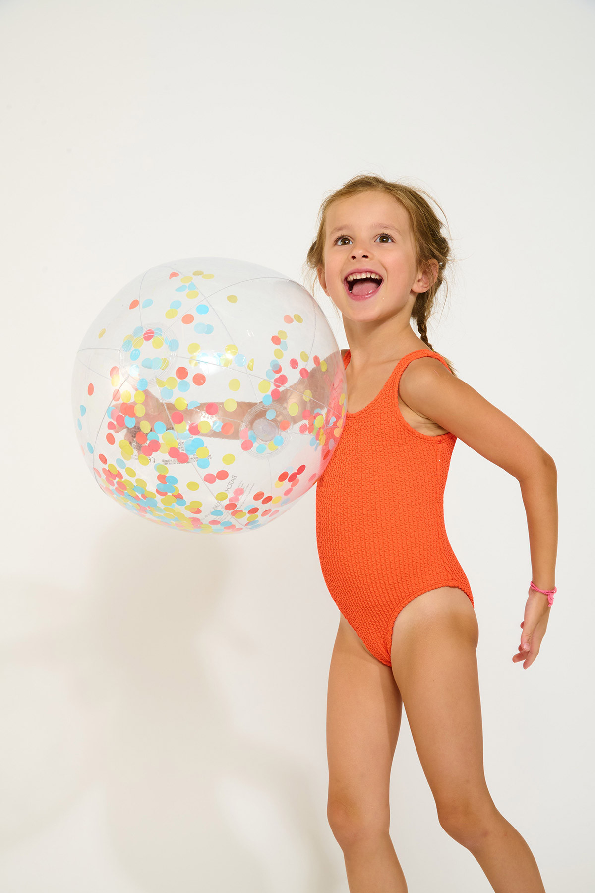 M BALOO POPCORN orange one-piece swimsuit for girls | Banana Moon®