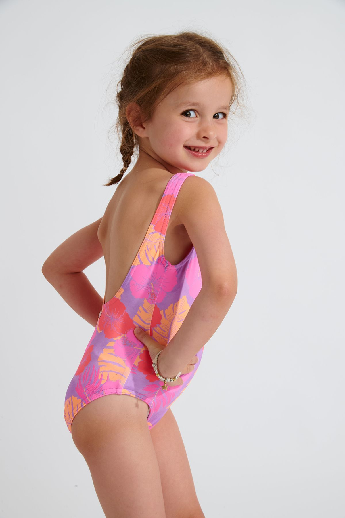 M BALOO TROPICALIA lilac flower printed 1 piece swimsuit for girl - 4
