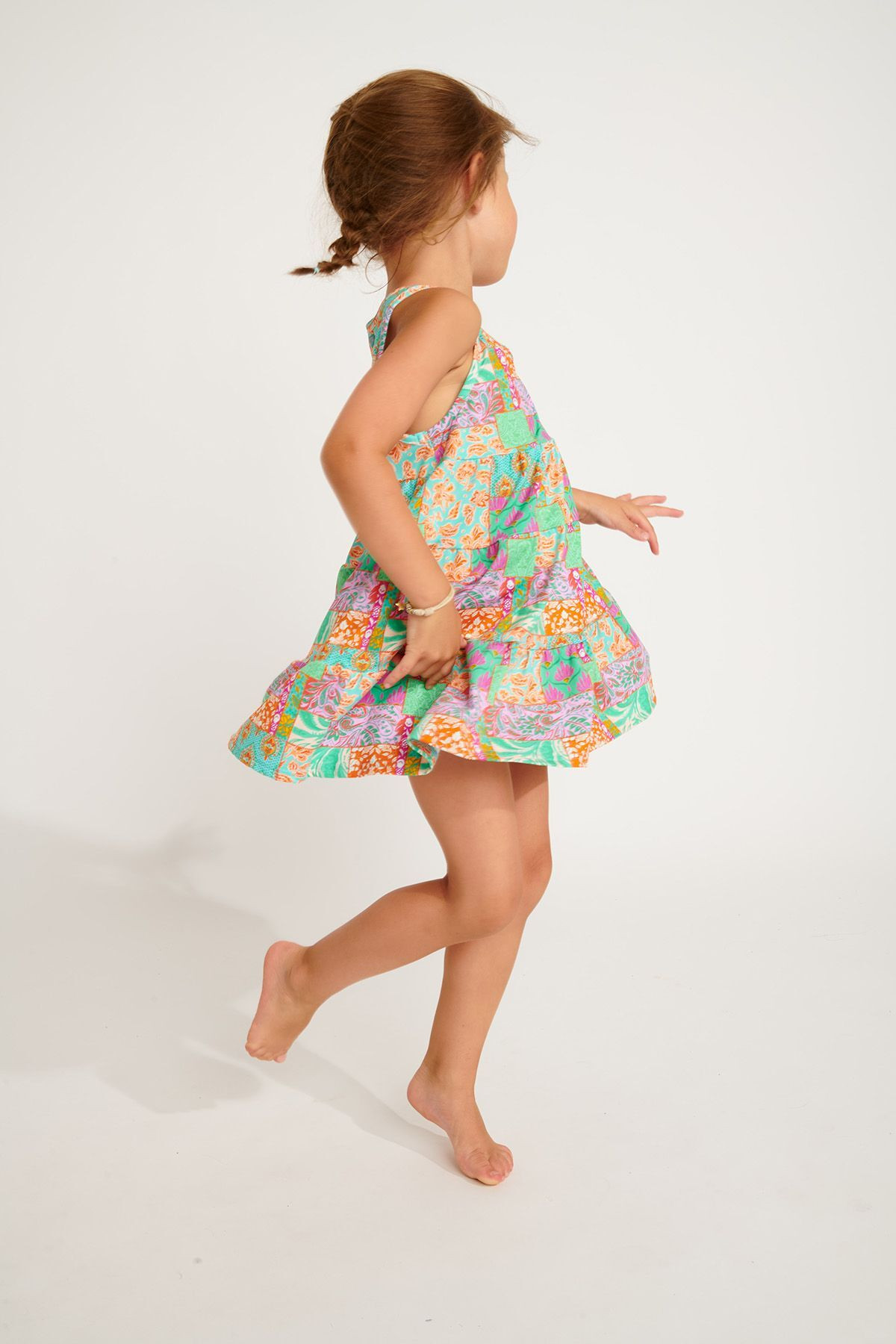 Vestido corto smock turquoise para niña M MIGNONS JAIPUR - 4