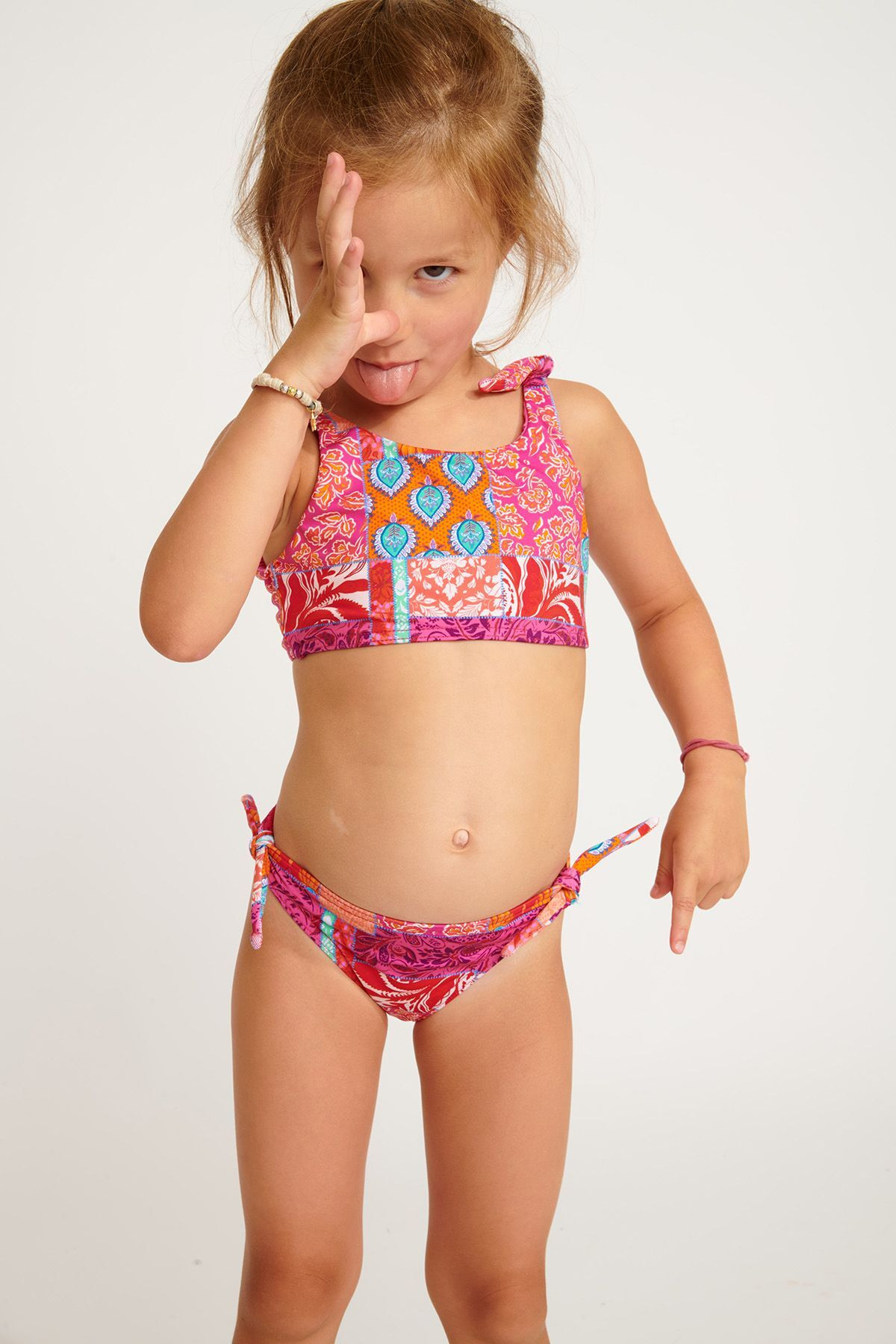 M PEANUTS JAIPUR pink printed 2 pieces swimsuit for girl - 2