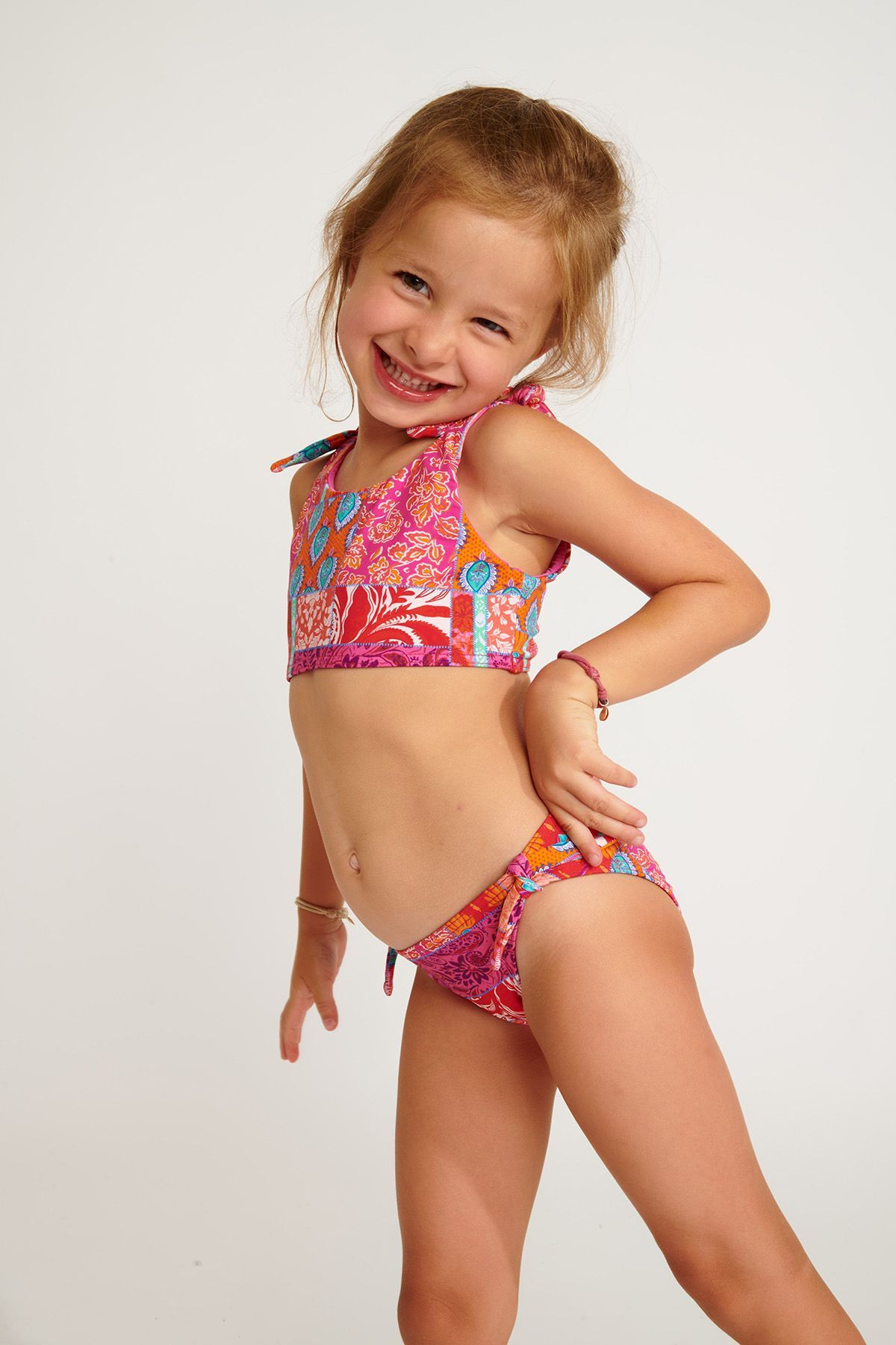 M PEANUTS JAIPUR pink printed 2 pieces swimsuit for girl - 4