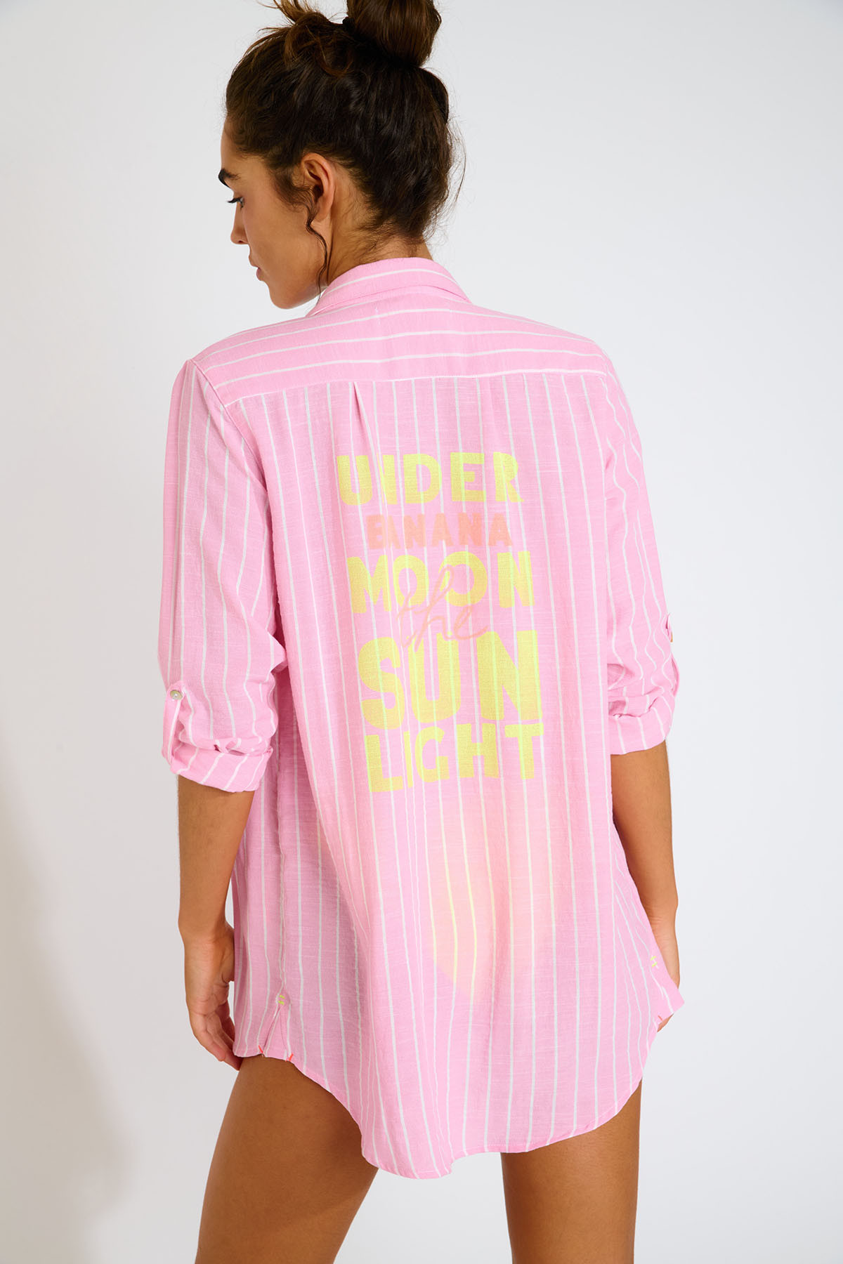GAREL GALEANA lange gestreepte roze tuniekblouse - 2