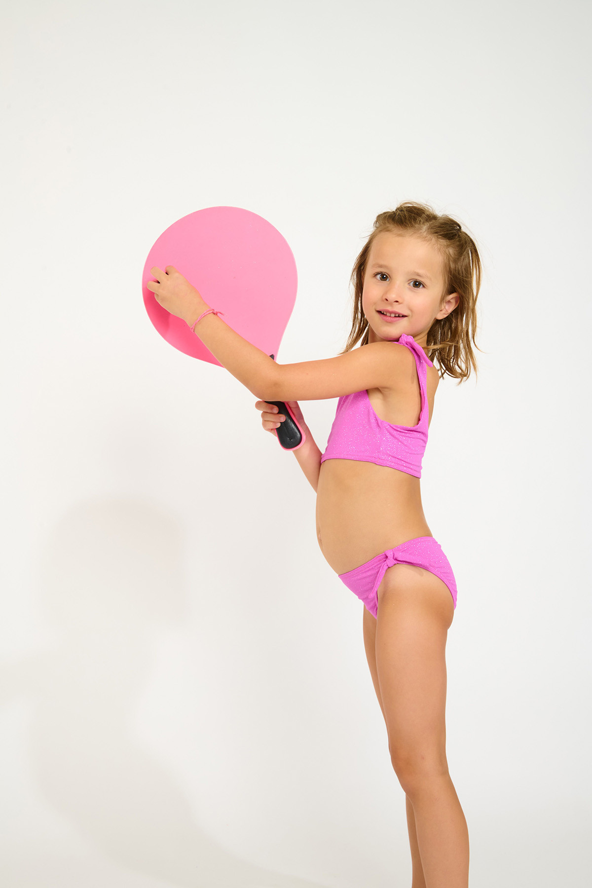 M PEANUTS SPARKLESUN fuchsia two-piece swimsuit for girls - 3