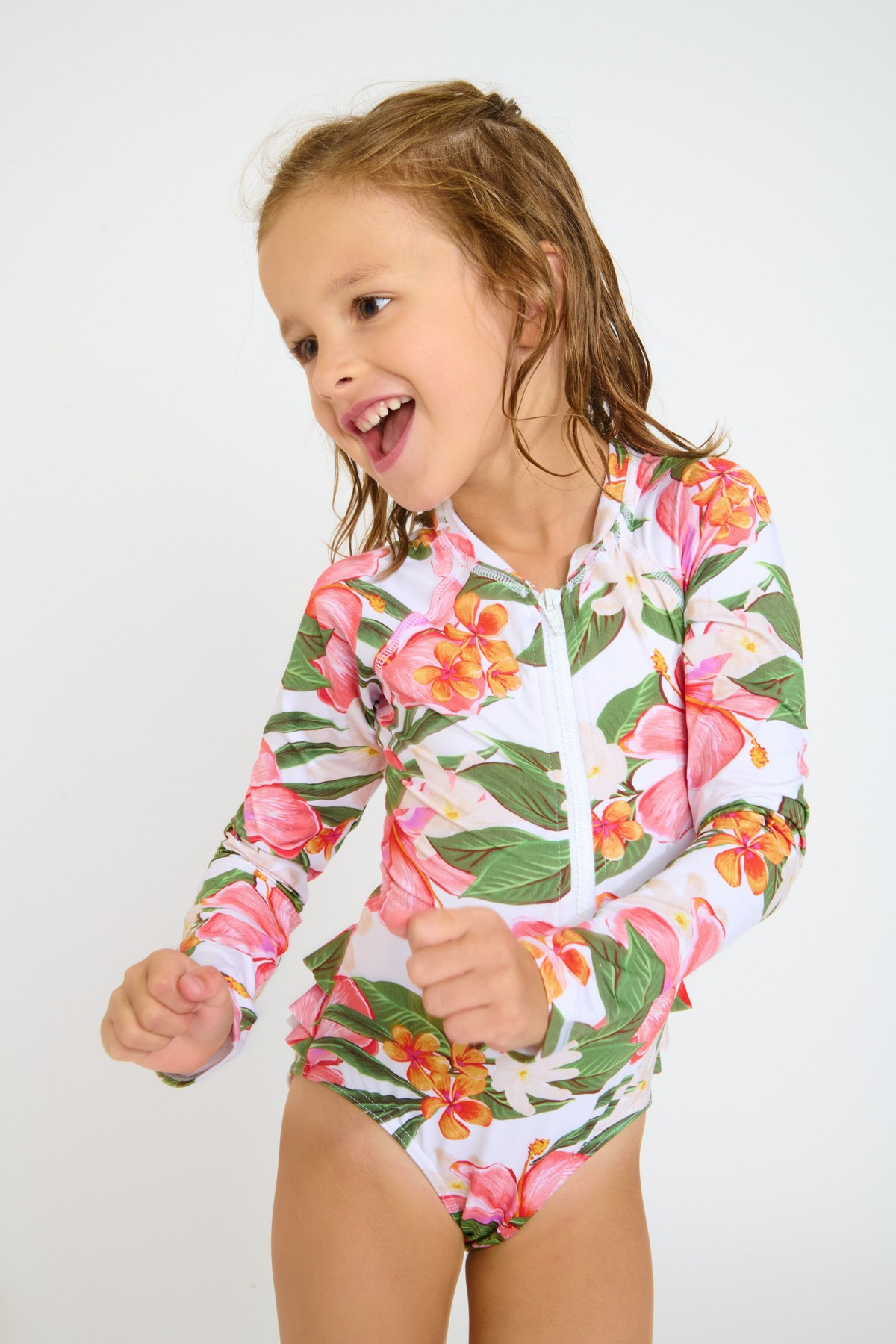 Bañador anti-UV con estampado tropical para niña M SPLASHY TAHITI - 0