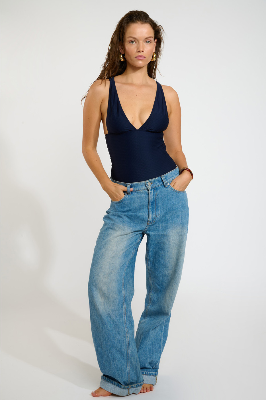ODALIS ROMEO navy blue one-piece swimsuit
