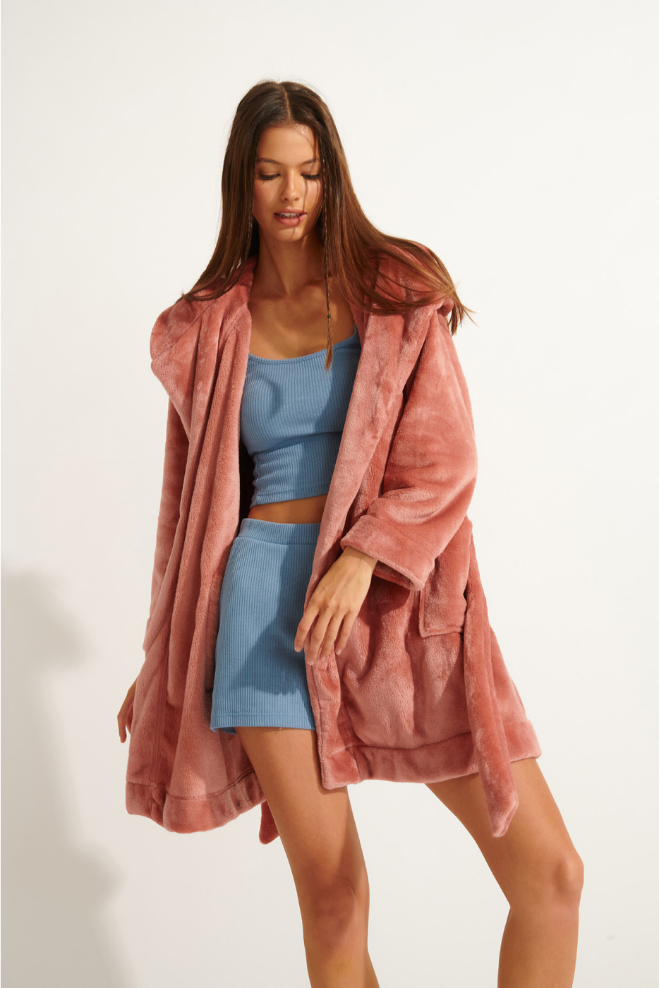 Peignoir en polaire coloris bois de rose ZARELA PILO