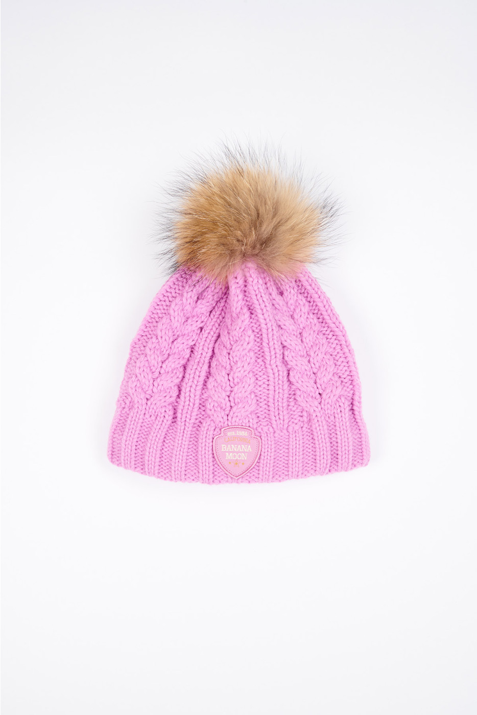 Berretto con pompon in pelliccia rosa Dotto Lemonwood - 1
