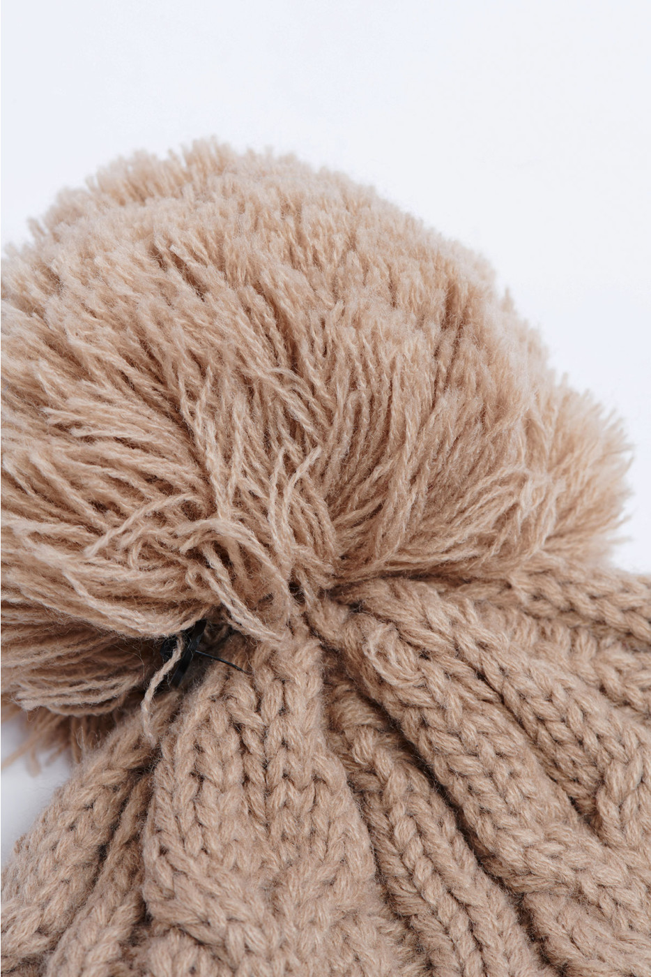 Howson Lemonwood beige gebreide muts met pompom - 4