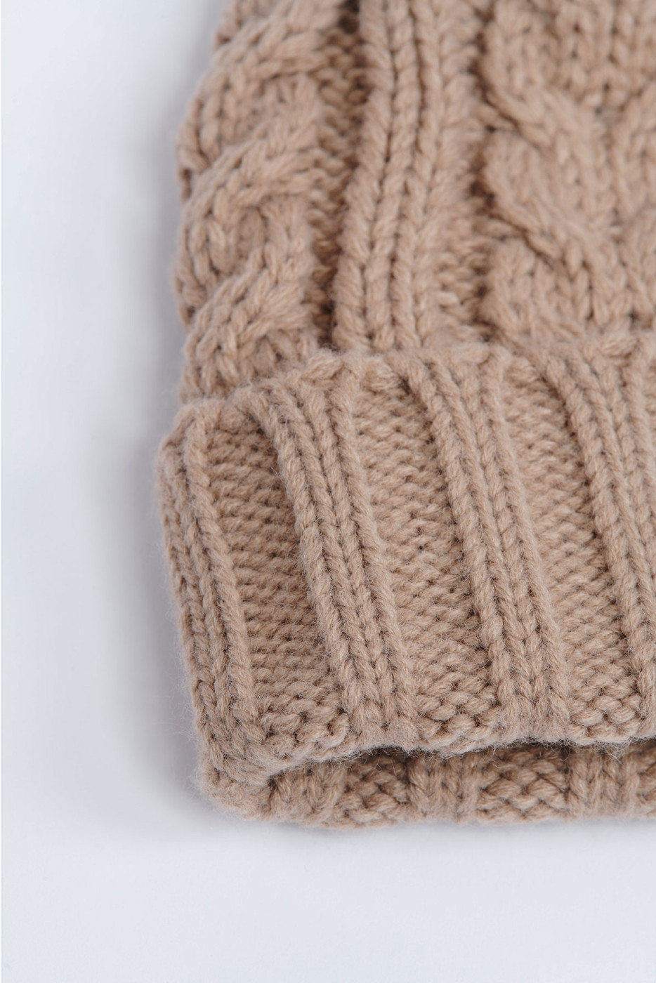 Howson Lemonwood beige gebreide muts met pompom - 5
