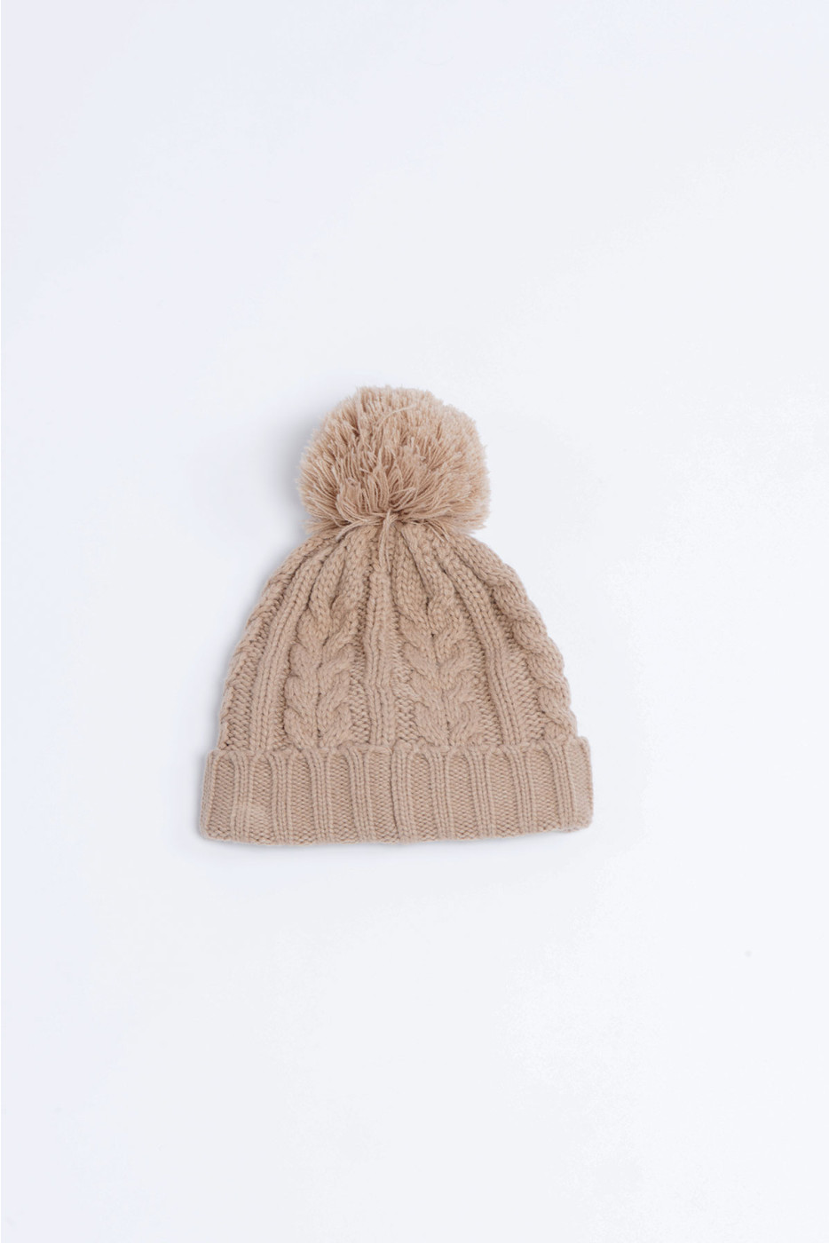 Howson Lemonwood beige gebreide muts met pompom - 6