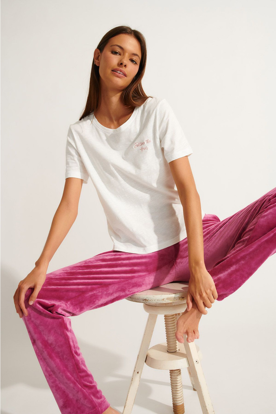 Roze fluwelen broek KEENAN SEALAKE - 11