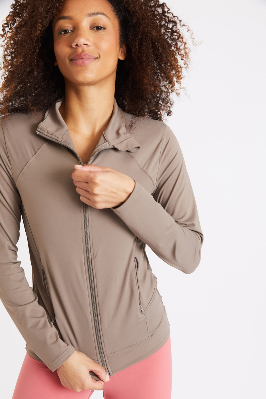 Chaqueta deportiva beige mujer Focus Wellness - 1