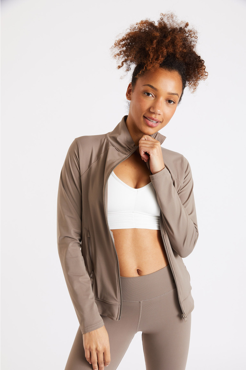 Chaqueta deportiva beige mujer Focus Wellness - 5