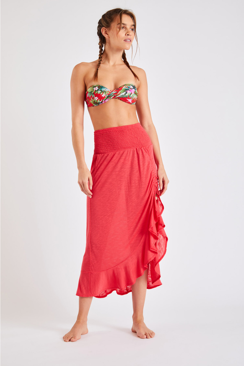 Kailua Caraiva red convertible mid-length skirt - 1