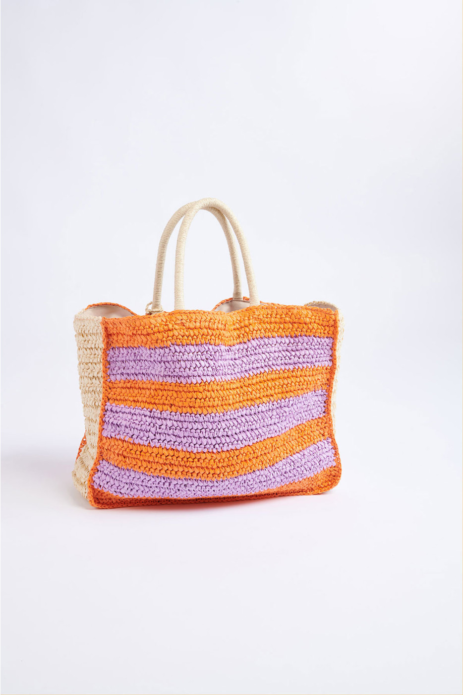 Marcus Lupita Orange and Purple Straw Tote Bag - 12