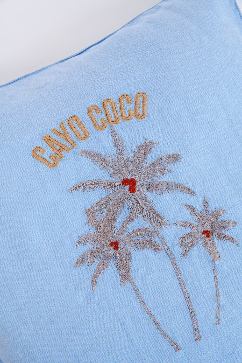 Funda de cojín bordada azul celeste Orama Coco - 2