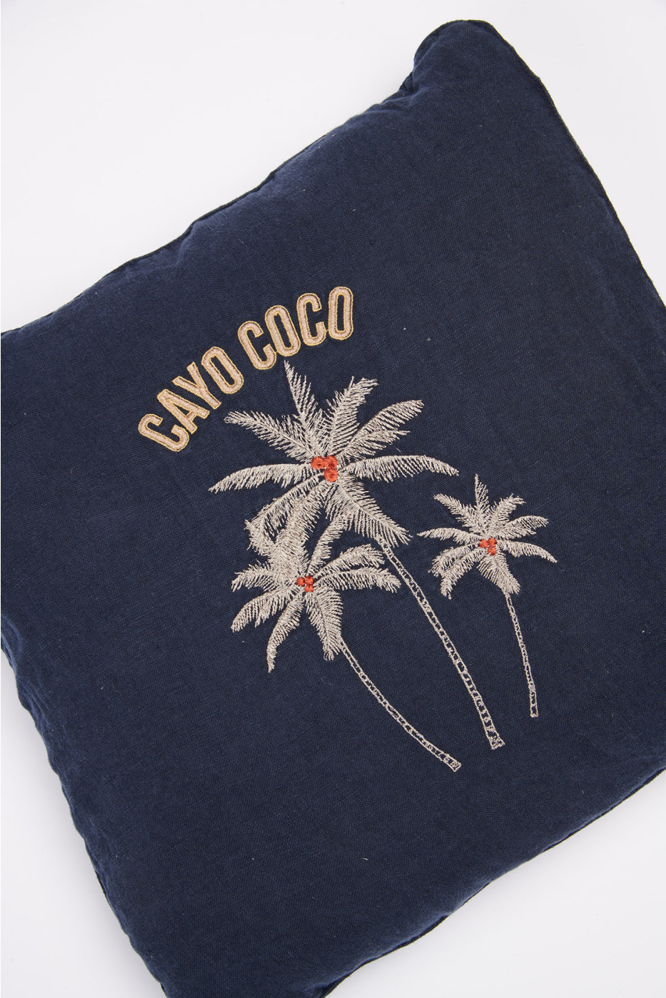 Housse de coussin brodée bleu marine Orama Coco - 2