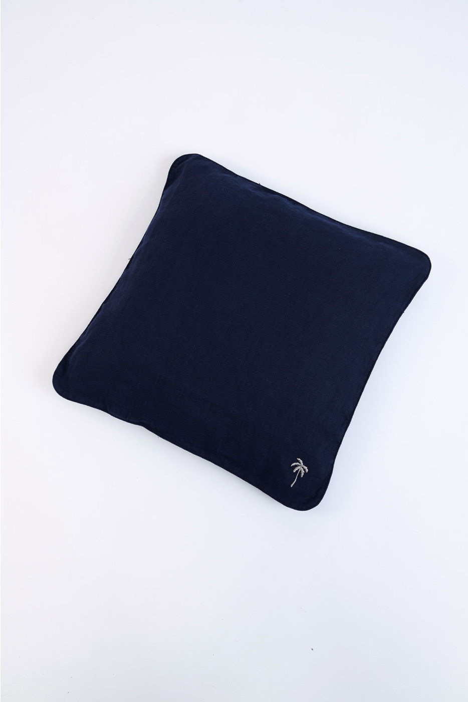 Orama Palm Navy Blue Linen Cushion Cover - 1