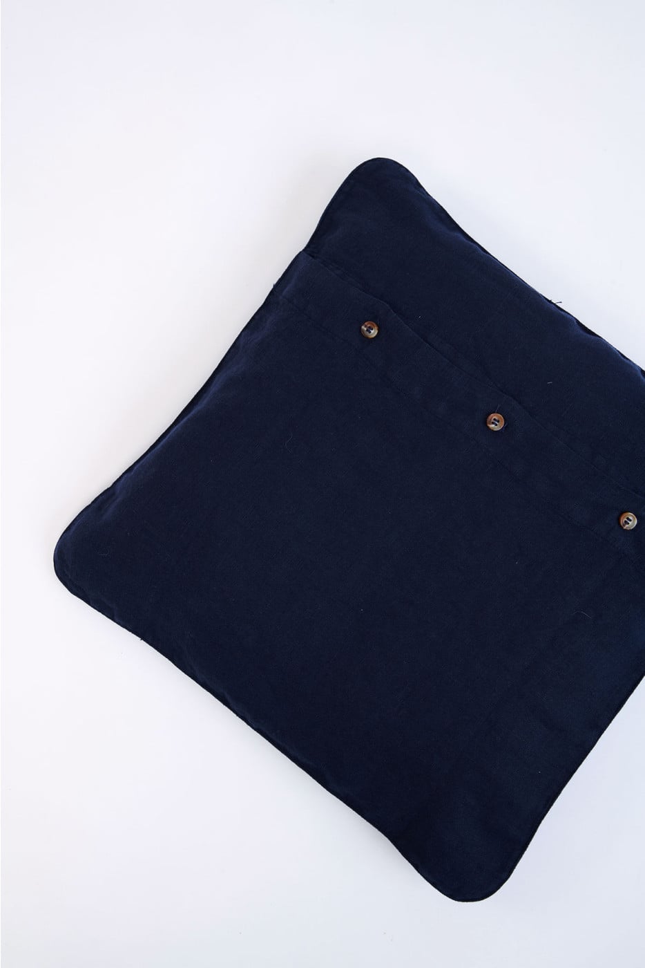 Orama Palm Navy Blue Linen Cushion Cover - 3