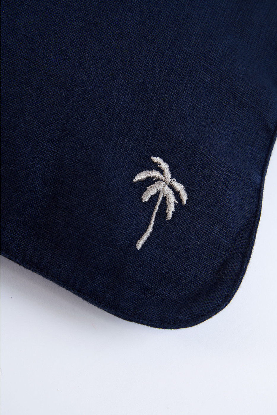 Orama Palm Navy Blue Linen Cushion Cover - 2