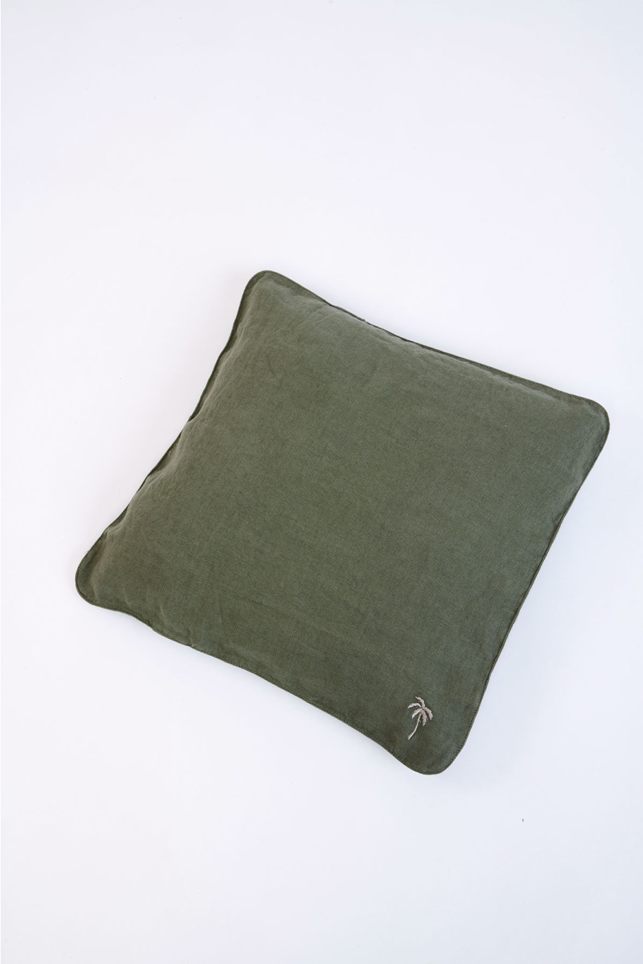 Orama Palm Khaki Linen Cushion Cover - 1