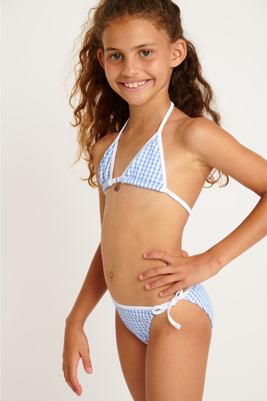 M TOPONE RETRO sky blue gingham 2 pieces swimsuit set