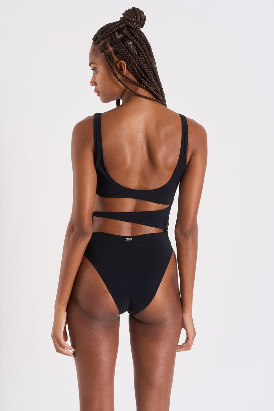 Costume da bagno intero nero asimmetrico TREASURE BLACK