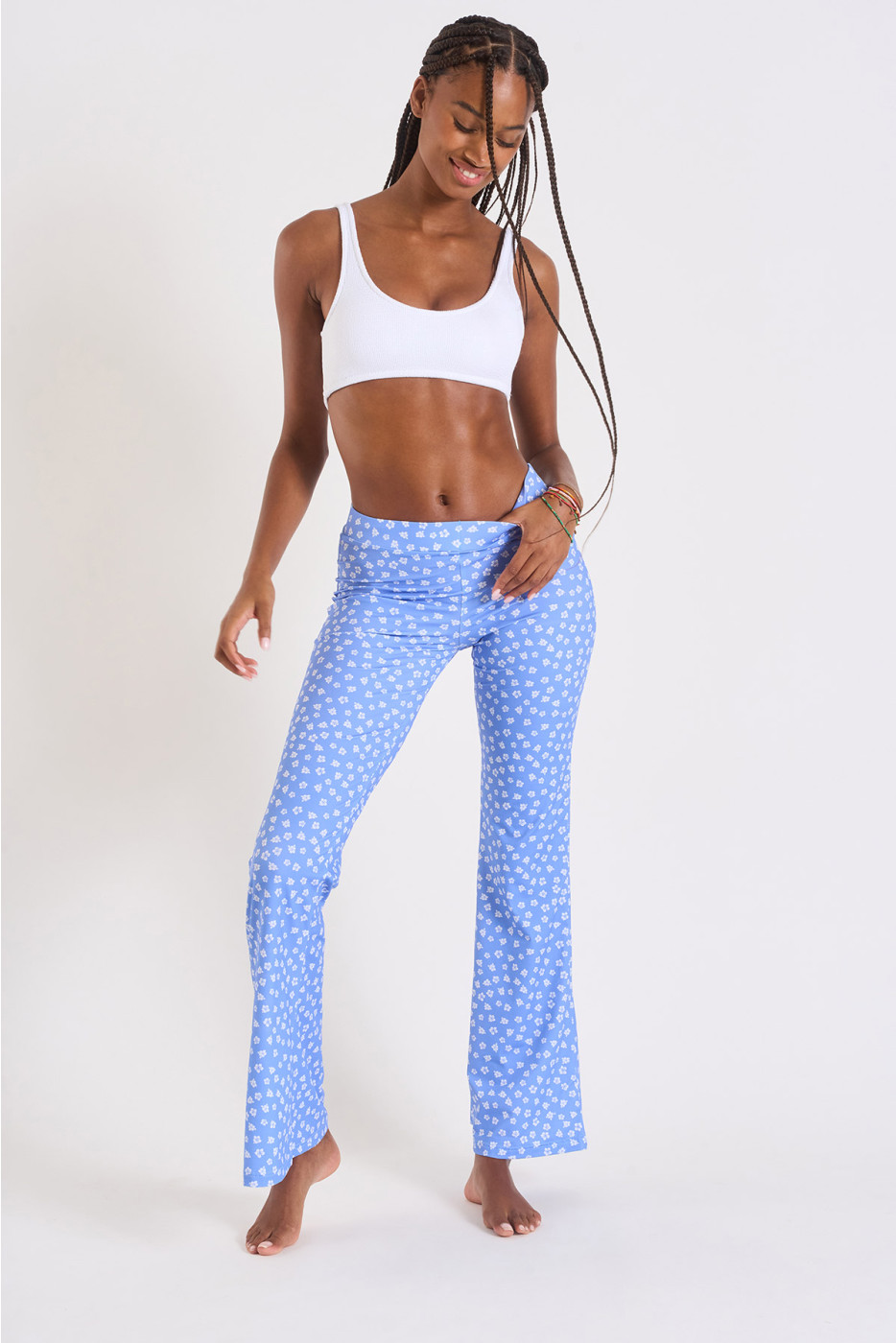 Pantaloni blu stampa ibisco Noelo Bloomgirl - 2