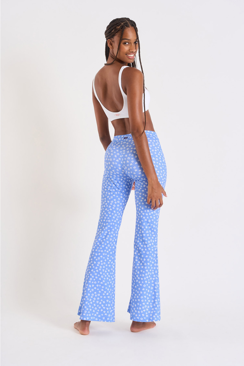 Pantaloni blu stampa ibisco Noelo Bloomgirl - 5