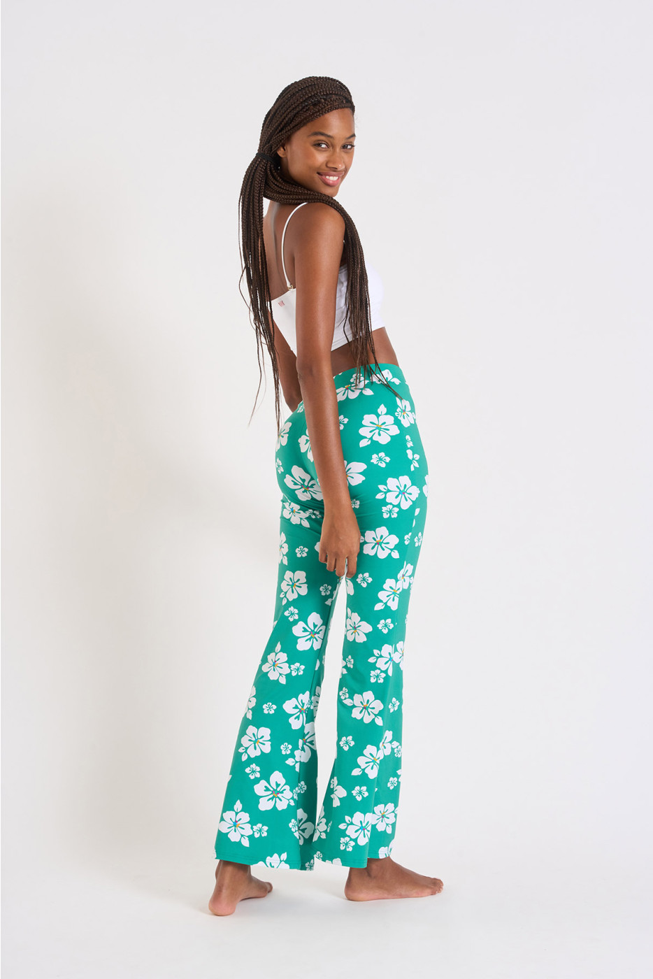 Pantaloni verdi stampa con fiore Noelo Islandgirl - 5